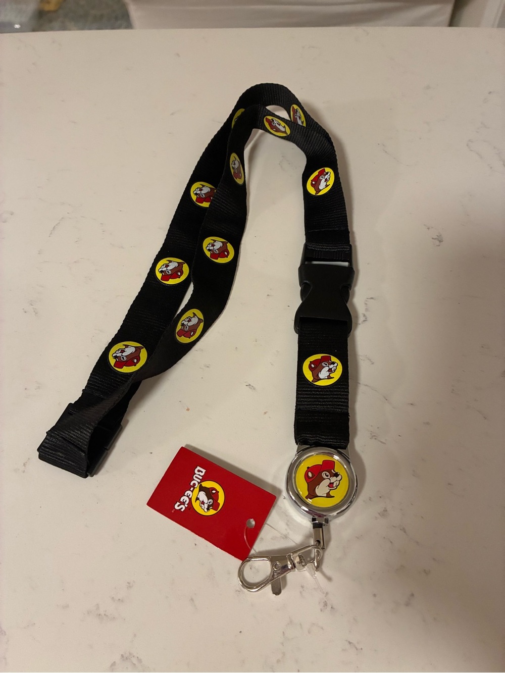 Buc-ee’s Black Logo Lanyard with Retractable Badge Reel